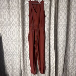 Evereve Womens Everett Scout Sleeveless Jumpsuit Size S Rust Orange